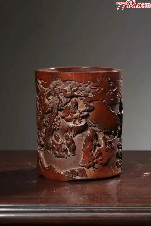 竹雕雕人物故事文房笔筒