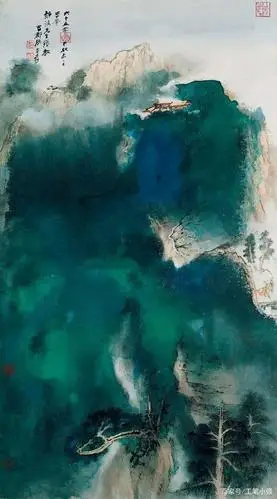 色墨交融,清丽雅逸的张大千泼彩山水作品欣赏