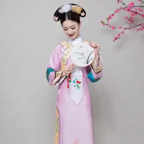 清朝服装女古装还珠格格旗服公主宫皇后甄嬛传服饰旗袍大码宫廷红色带