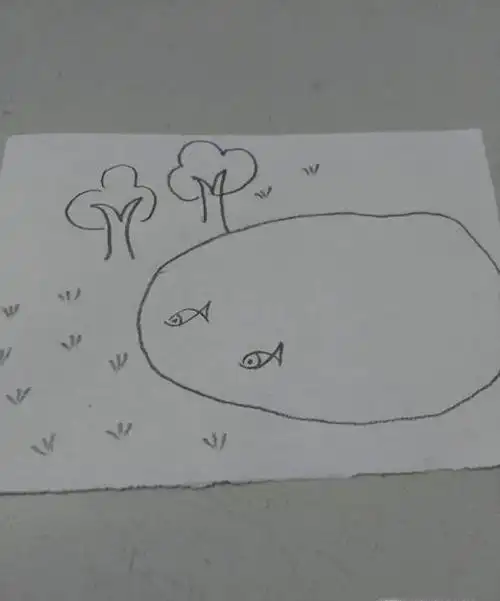 美丽的小池塘简笔画画法