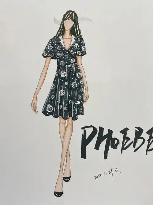 马克笔服装效果图连衣裙