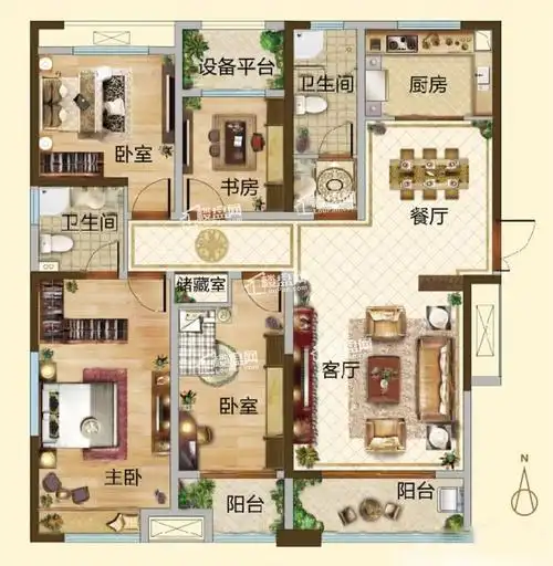 合肥融园街4室2厅2卫户型图-合肥楼盘网