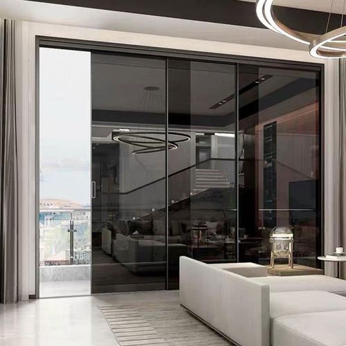 极窄边框铝合金玻璃门阳台推拉门厨房客厅隔断三联室内门