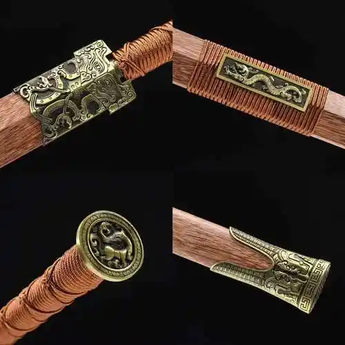 双龙汉剑花纹钢兰花款