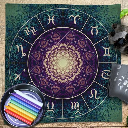 十二芒星曼陀罗塔罗布小桌布推牌布水晶布仪式布星座布直播背景布