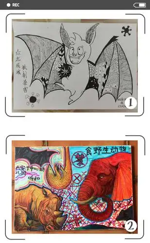 六家子幼儿园呼和老师绘画作品《禁食野生动物》