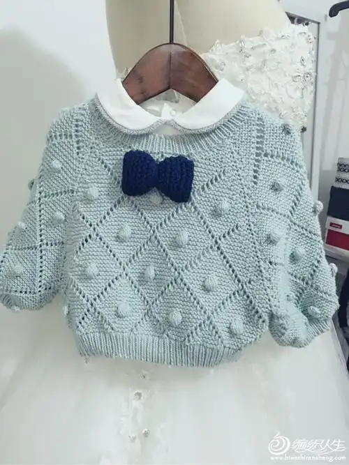 编织教程 时尚婴幼儿棒针蝙蝠袖圆领毛衣 给我家公举织的,好看不 尺寸