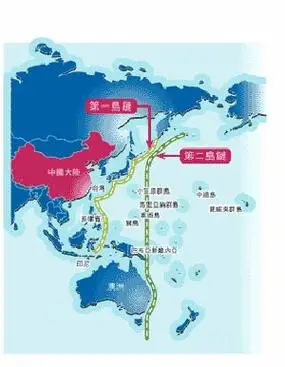 西太平洋第一第二岛链示意图.