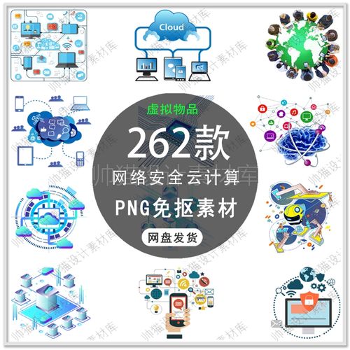 创意科技网络安全云计算人工智能图标大数据云计算png免扣素材