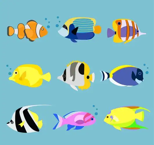 9种卡通海洋鱼类矢量素材