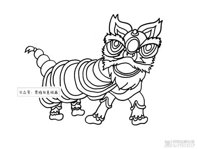 新年系列儿童画|舞狮