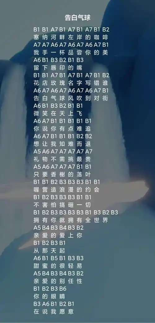 原神告白气球琴谱-告白气球琴谱乐谱分享-燕鹿手游网