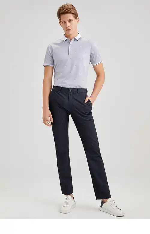 九牧王男装短袖t恤男2020夏季新款纯色透气修身时尚短袖polo衫男夏季