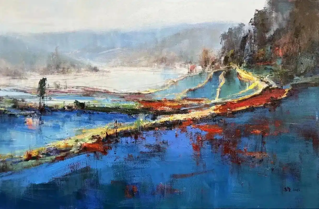 陈老师梯田系列作品.#油画 #风景画 #纯手绘 #带你走进画 - 抖音