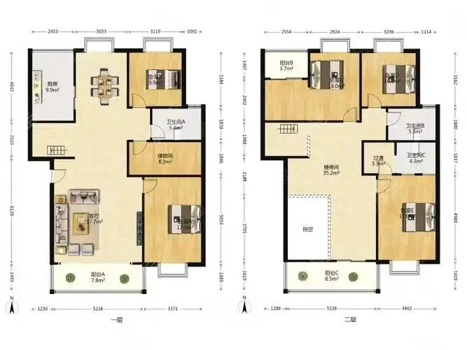 单价6900豪装中空大跃层南北通透有车位前后视野无遮档