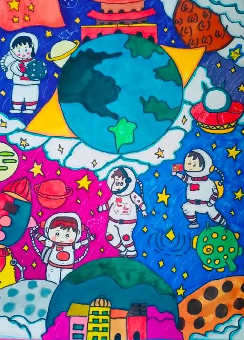 航天日绘画作品《我的航天梦》,辽宁省铁岭市铁岭县横道河子镇雷锋