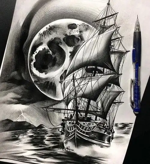 欧美风大臂纹身手稿