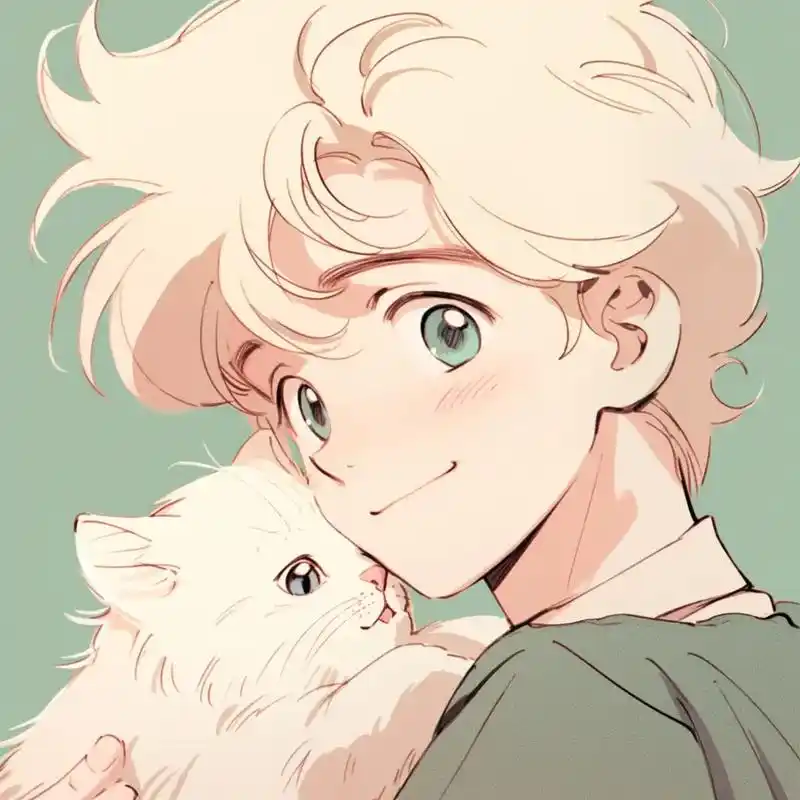 旧漫头像,抱小猫的男孩.#优质头像 #动漫情头 #优质男头  - 抖音