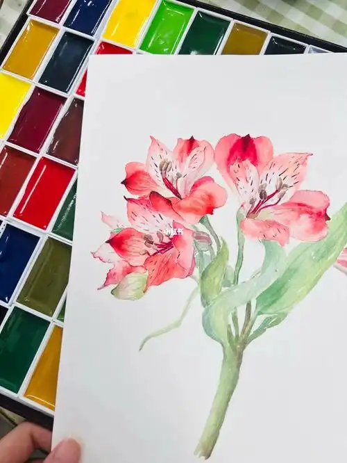 错手痒画了一幅水仙百合颜彩晕染好自然发现新大陆的感觉#水彩  #绘画