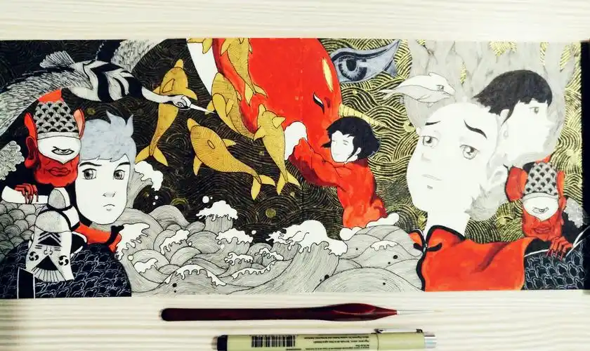 大鱼海棠——手绘 中国风 黑白