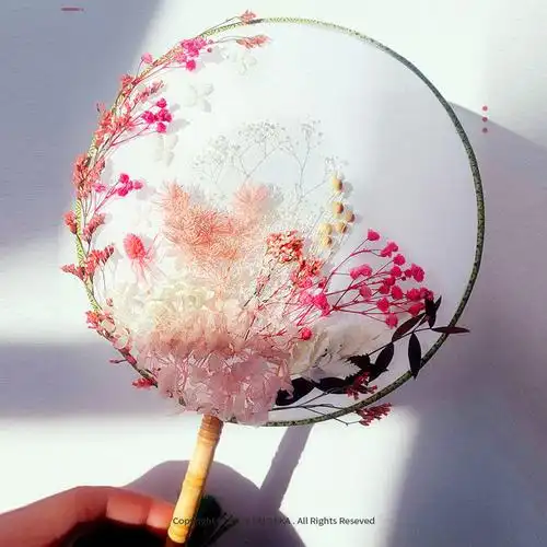 手工画diy材料包风古风团扇干花儿童制作花圆扇子自制礼物代发