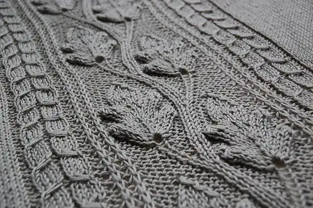 棒针模式巴洛克浮雕叶及编织实例