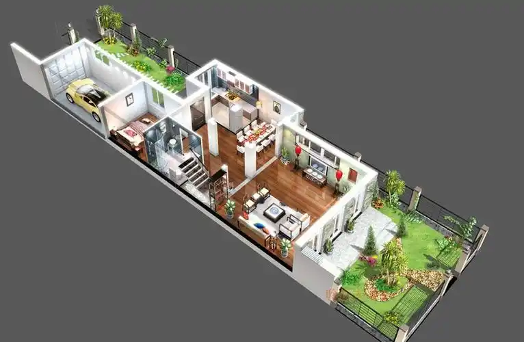 3d户型图鸟瞰图 户型设计 别墅效果图 ps彩色平面户型图