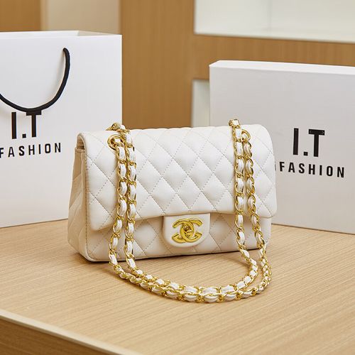 香奈尔cf经典款斜挎包高档小香风包包高级感大牌奢侈代购女包 白色