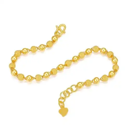 免税黄金手链女款天鹅手镯 9999足金纯金3d硬金转运珠金首饰 正品