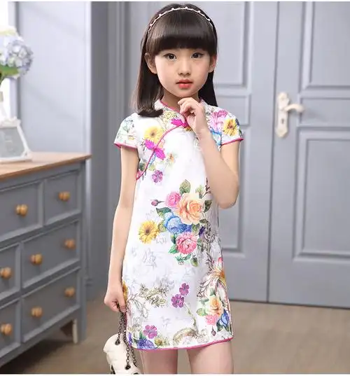 小牧爱家童装女童夏季新款旗袍儿童小宝宝女孩中式唐装礼服公主裙子