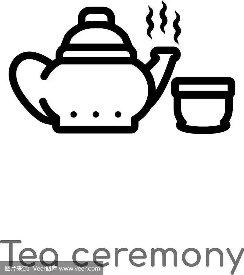 轮廓茶道图标孤立黑色简单