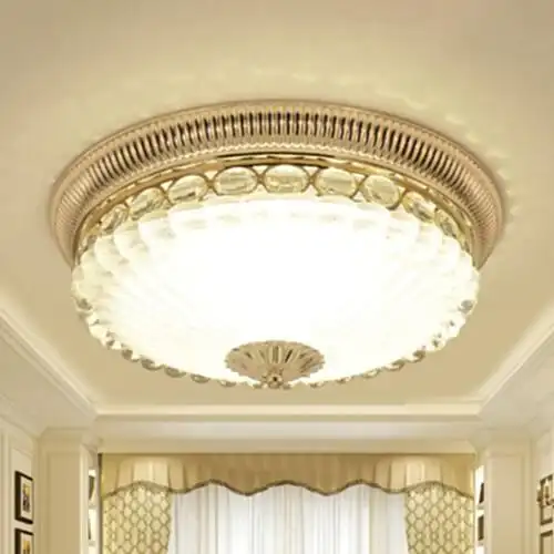 led温馨卧室水晶吸顶灯玻璃欧式大气客厅简约餐厅走道简欧吸顶灯