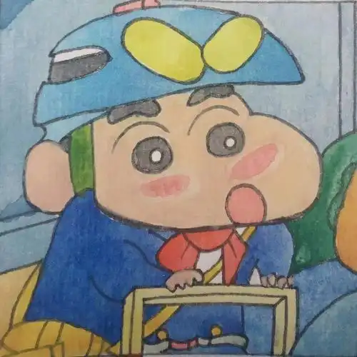 好就当上色实验了争取画一百张蜡笔小新练好画线腮红我先上的就没晕染