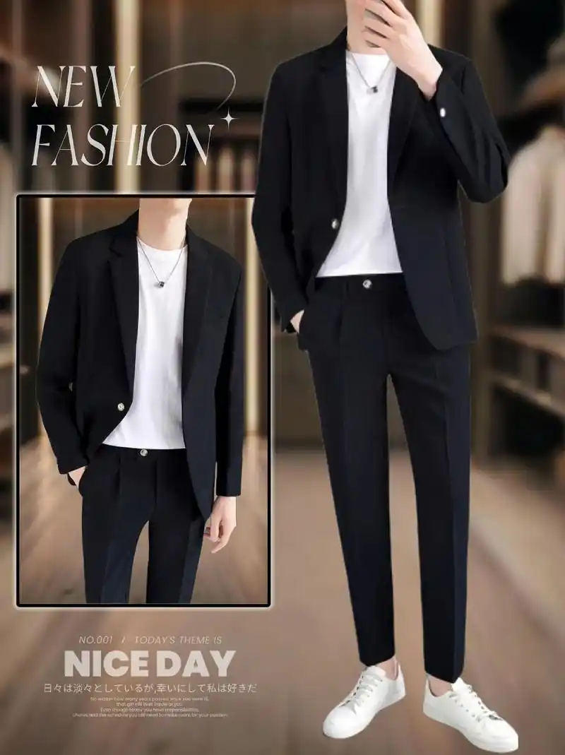 帅弟们～休闲套装男装西服西裤一整套,搭配帅气轻熟痞帅西装套装 - 抖