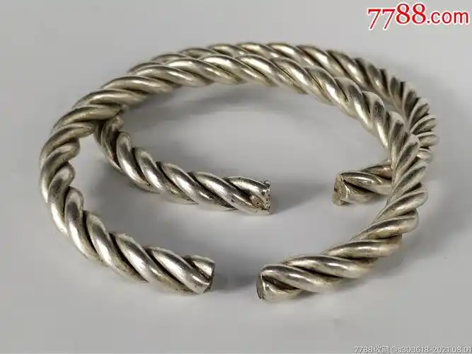 清代麻花银手镯