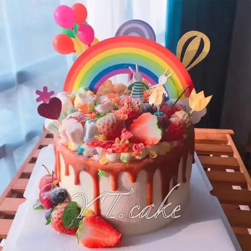 羽浵卡通水果奶油淋面双层生日蛋糕少女私房儿童新鲜生日蛋糕