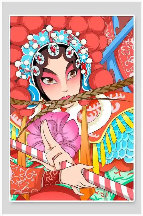 手绘京剧人物花旦戏曲插画-众图网【古风水彩】美男戏子手绘,京剧贵妃