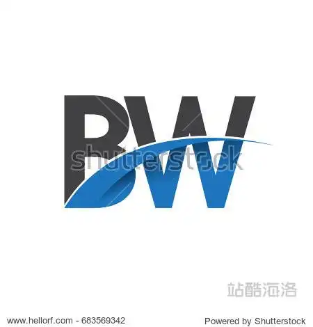 initial letter bw logotype company name colored blue and grey