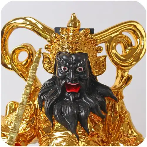 武财神赵公明神像16英寸镀金金身黑脸家用供奉骑虎将军赵玄坛