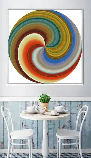 创意彩虹正方形几何曲线抽象艺术现代装饰画