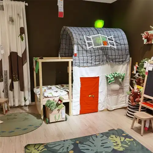 ikea国内宜家代购米隆加长床儿童床框架伸缩床铁艺床含床板