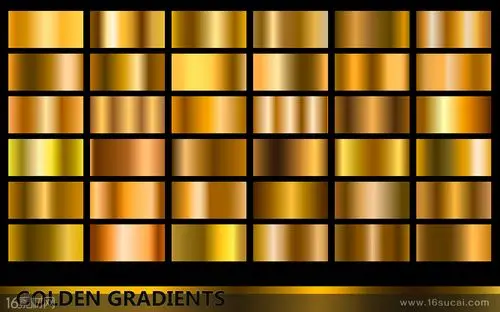 多款长方形金色渐变金属质感背景矢量素材