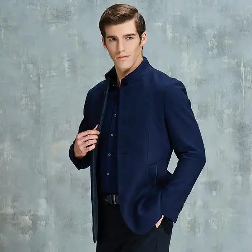 才子男装休闲西服男商场同款男装秋季款中式立领羊毛商务绅士休闲单西