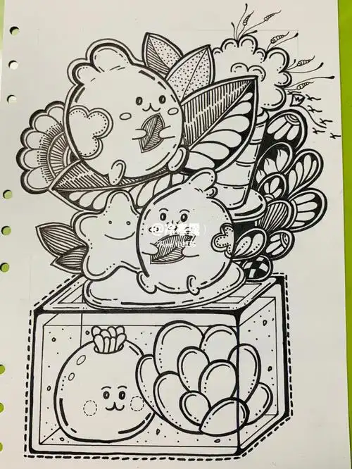 线描手绘临摹124小可爱