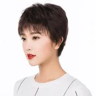 假发女短发中老年妈妈短直发型时尚气质短卷发圆脸女士真发假发套