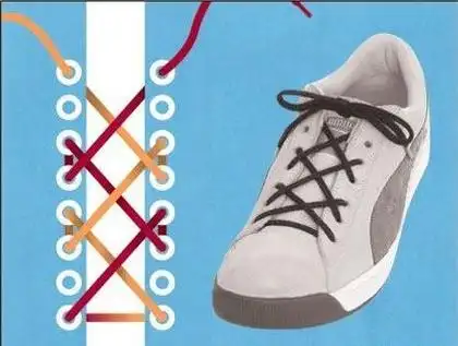 24种低帮帆布鞋鞋带的系法图解 按照顺序穿孔;4从下面穿进去