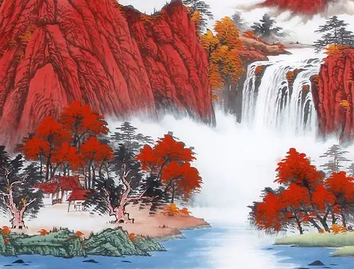 办公室装饰画陈厚刚山水画作品聚宝之地映朝晖