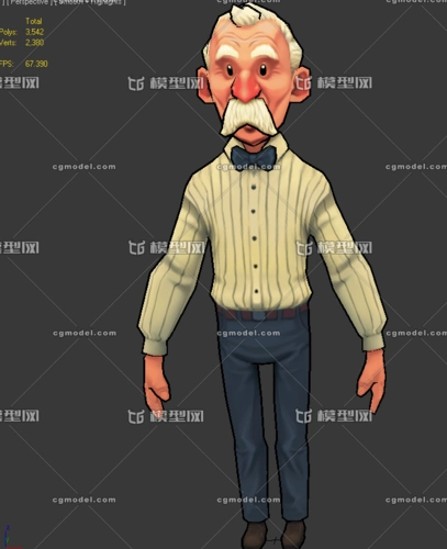 手绘q版卡通老头管家