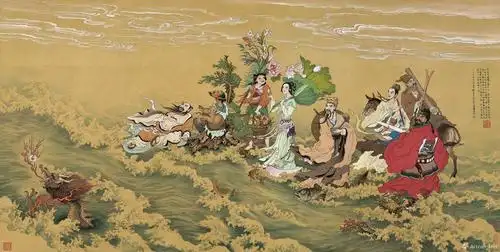 八仙过海_工笔人物_张孝友作品展_张孝友在线作品_张孝友官方网站