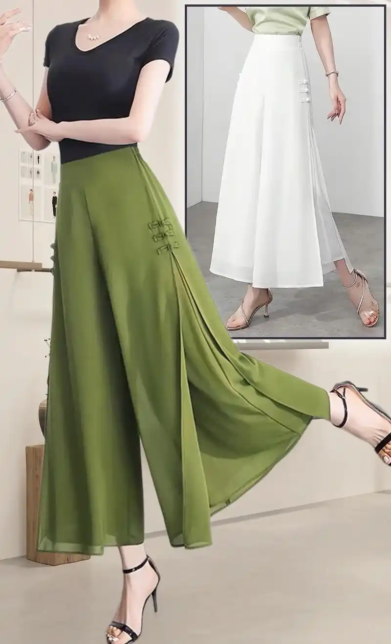 薄款九分阔腿裤裙裤